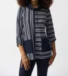 Joseph Ribkoff Striped Boxy Tunic Top In Blue In Blue