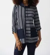Joseph Ribkoff Striped Boxy Tunic Top In Blue In Multi
