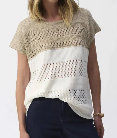 Joseph Ribkoff Color Block Metallic Sweater Knit Pullover In White In Multi