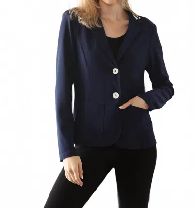 Joseph Ribkoff Striped Collar Silky Knit Blazer In Indigo In Blue