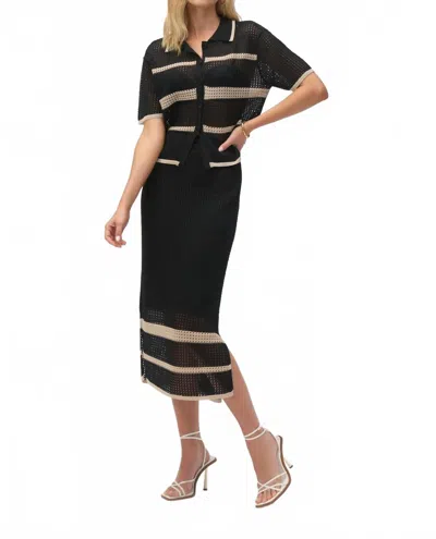 Joseph Ribkoff Striped High-waist Bodycon Skirt In Black/parchment