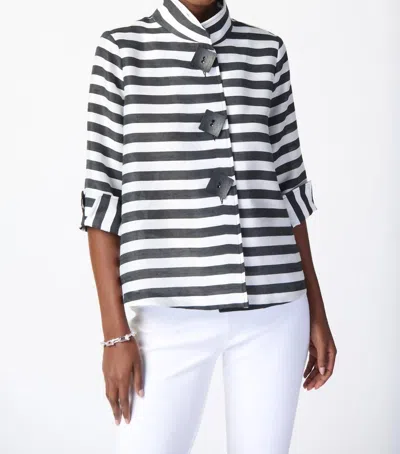 Joseph Ribkoff Striped Jacquard Trapeze Jacket In Multi In Blue