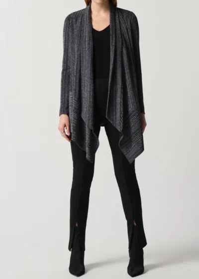 Joseph Ribkoff Striped Long Sleeve Cardigan In Black Silver