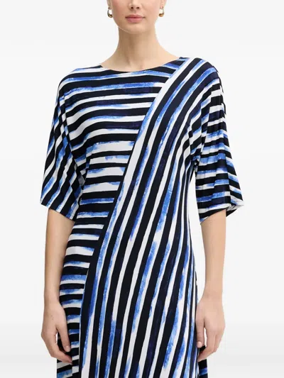Joseph Ribkoff Striped Midi Dress In Blue