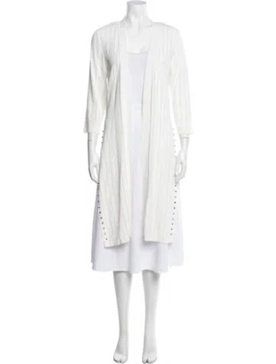 Pre-owned Joseph Ribkoff Striped Open Front Sweater In White