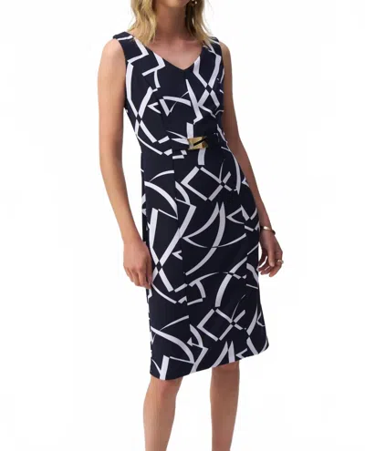 Joseph Ribkoff Striped Sleeveless Dress In Midnight Blue/vanilla In Black