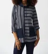 Joseph Ribkoff Striped Boxy Tunic Top In Blue In Blue