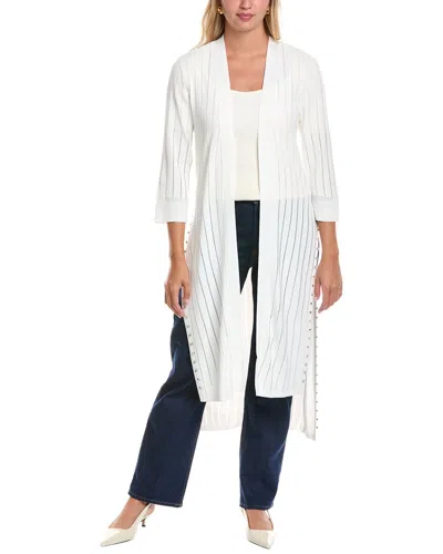 Joseph Ribkoff Long Studded Cardigan In White