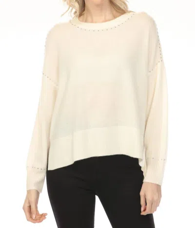Joseph Ribkoff Studded Cashmere Knit Sweater In Vanilla In White