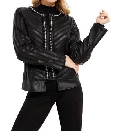 Joseph Ribkoff Studded Collarless Jacket In Black