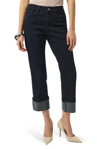 Joseph Ribkoff Studded Cuff Straight Leg Jeans In Blue