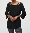 Joseph Ribkoff Studded Cutout Neck Tunic In Black