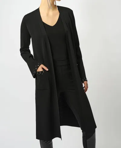 Joseph Ribkoff Studded Long Sweater Knit Cardigan In Black