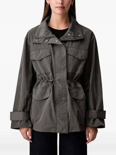Joseph Ribkoff Stud-embellished Drawstring Jacket In Gray