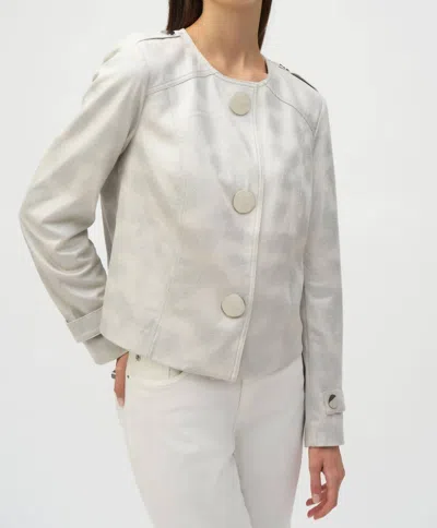 Joseph Ribkoff Faux Leather Boxy Jacket In Moonstone In Multi