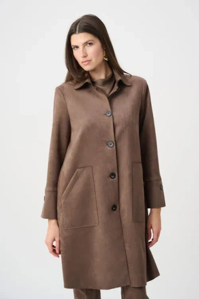 Joseph Ribkoff Suede Straight Coat In Brown