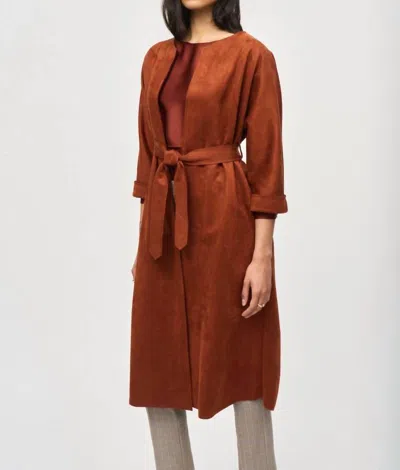 JOSEPH RIBKOFF SUEDE STRAIGHT COAT IN CINNAMON