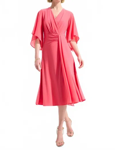 Joseph Ribkoff Surplice Neck Fit And Flare Dress In Paradise Coral In Pink