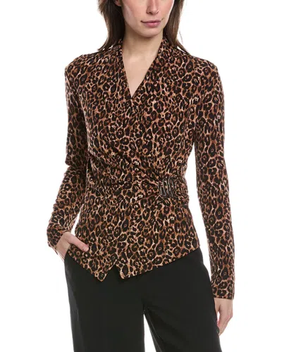 Joseph Ribkoff Surplice Wrap Top In Brown