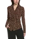 Joseph Ribkoff Surplice Wrap Top In Brown
