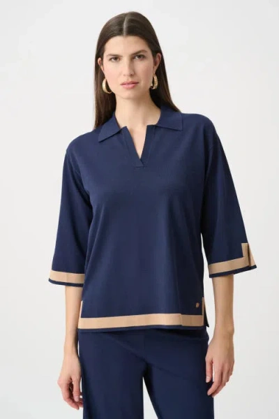 Joseph Ribkoff Sweater Knit Color Block Top In Blue