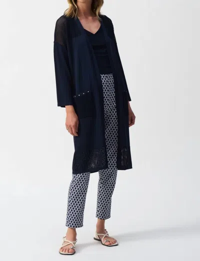 Joseph Ribkoff Sweater Knit Cover-up With Pointelle Detail In Midnight In Blue