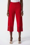 Joseph Ribkoff Sweater Knit Culotte Trousers In Radiant Red In Multi