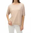 Joseph Ribkoff Sweater Knit Elbow Sleeves Top In Parchment In Pink