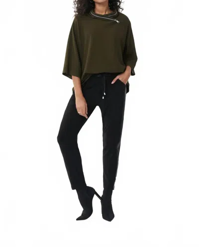 Joseph Ribkoff Sweater Knit Poncho Top In Olive/black In Green