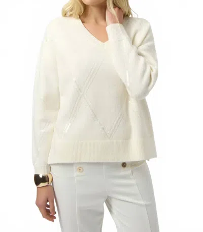 Joseph Ribkoff Sweater Knit Pullover With Sequins In Winter White In Animal Print