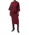 Joseph Ribkoff Sweater Knit Skirt In Merlot In Red