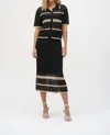 Joseph Ribkoff Sweater Knit Top And Skirt In Black And Cream In Black