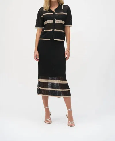 Joseph Ribkoff Sweater Knit Top And Skirt In Black And Cream
