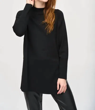 JOSEPH RIBKOFF SWEATER KNIT TUNIC TOP IN BLACK