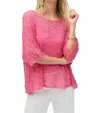 Joseph Ribkoff Chenille Sweater Knit Open Stitch Two-piece Set In Bubble Gum In Multi