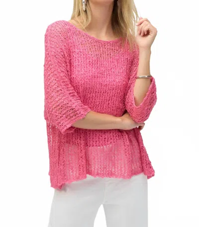 JOSEPH RIBKOFF SWEATER OPEN KNIT 2-PIECE TOP IN BUBBLE GUM