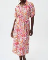 Joseph Ribkoff Sash Detail Dress In Whit Orange Pink