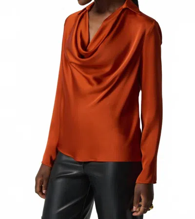 Joseph Ribkoff Tandoori Satin Blouse In Orange In Brown