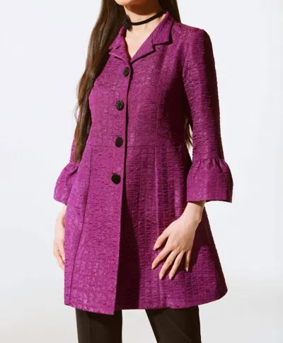 Joseph Ribkoff Textured 3/4 Bell Sleeve Coat Jacket In Empress