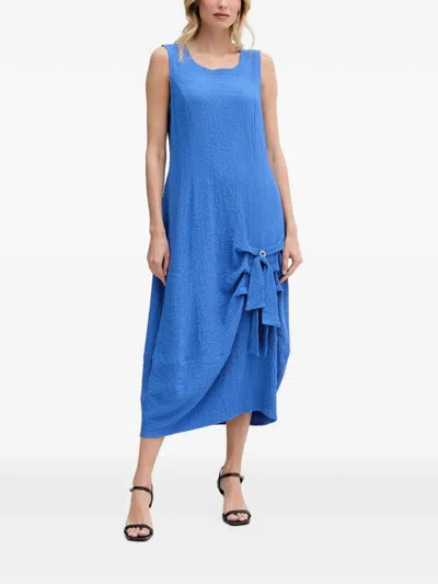 Joseph Ribkoff Textured Bow-detail Midi Dress In Blue