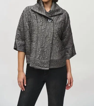 Joseph Ribkoff Textured Boxy Swing Jacket In Pewter