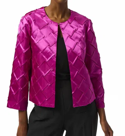 Joseph Ribkoff Textured Crew Neck Jacket In Cosmos In Pink