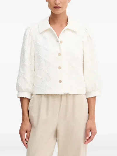 Joseph Ribkoff Textured Diamond-pattern Jacket In White