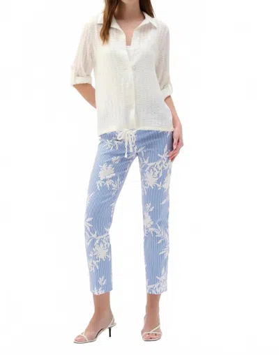 Joseph Ribkoff Textured Drawstring Hem Blouse In Vanilla In White