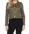 Joseph Ribkoff Textured Houndstooth Jacket In Olive Green