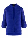 Joseph Ribkoff Metallic Pleated Quarter Sleeve Twin Set Jacket In Royal Sapphire In Blue