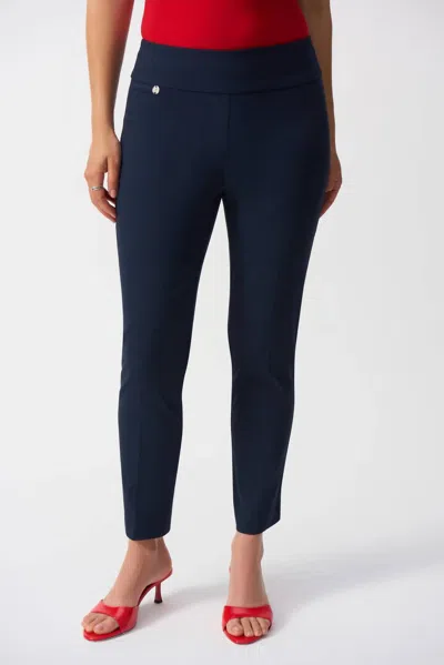 JOSEPH RIBKOFF TEXTURED JACQUARD CROPPED PANTS IN MIDNIGHT BLUE