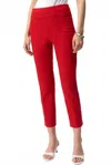 Joseph Ribkoff Textured Jacquard Cropped Pants In Radiant Red In Multi
