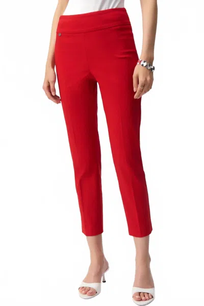 Joseph Ribkoff Textured Jacquard Cropped Pants In Radiant Red In Multi
