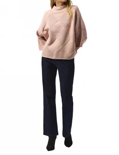 Joseph Ribkoff Textured Mock Neck 3/4 Sleeve Sweater Top In Rose In Brown